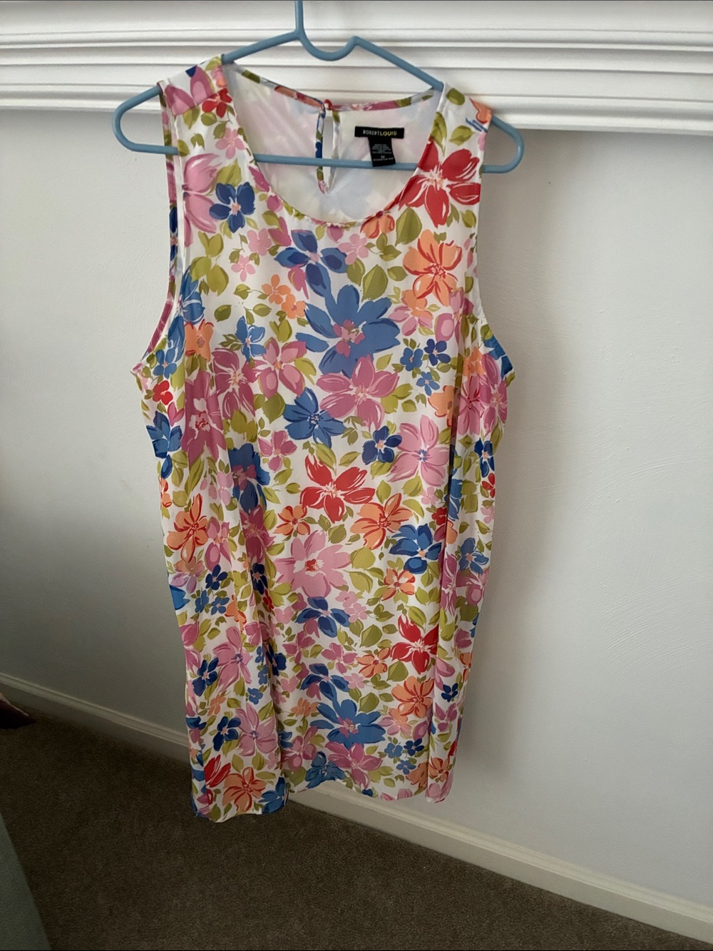 Robert Louis Floral Sleeveless Mini Dress in Pink Blue Green